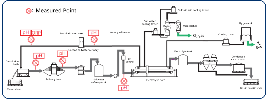 pH measurements for a Chlor-Alkali Plants